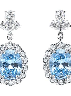 欧美海蓝宝高碳钻戒指套装送女友