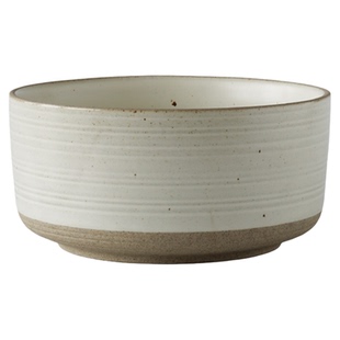 西田木雨简色直口碗日式复古陶瓷碗家用餐具汤面碗沙拉碗深盘菜盘