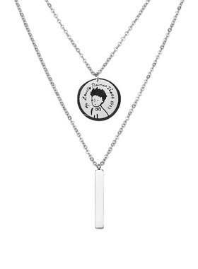 双层钛钢吊坠情侣卫衣链