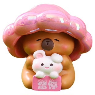 蘑菇小卡皮巴拉盲盒2025新款女孩可爱卡皮巴拉小水豚网红爆款盲盒