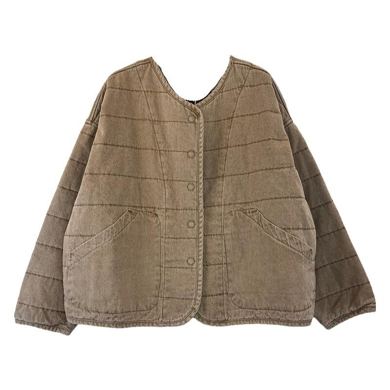 秋冬压格棉衣休闲宽松复古风棉服