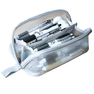 0金属考试专用！透明网纱笔袋耐脏男孩初中高中生大容量铅笔盒