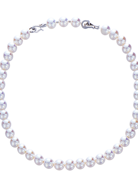 天女akoya极光白珍珠项链女