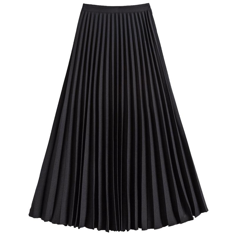 1929 设计感白色百褶半身裙春秋女中长款高腰显瘦a字裙长款垂感