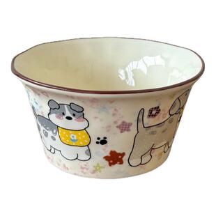 韩国特别好看的家用一人食卡通小熊陶瓷碗斗笠碗汤碗沙拉碗早餐碗