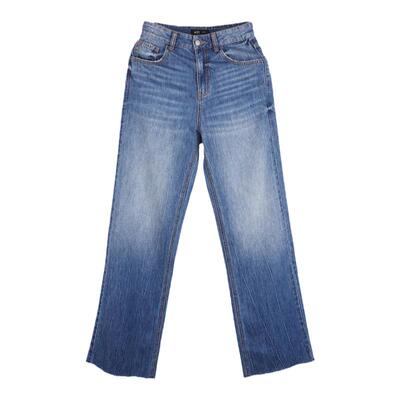 A21女装宽松高腰阔腿牛仔长裤