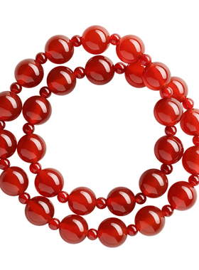 纯天然红色玛瑙手串女款本命年马年手链真品串珠手镯许妍同款双圈