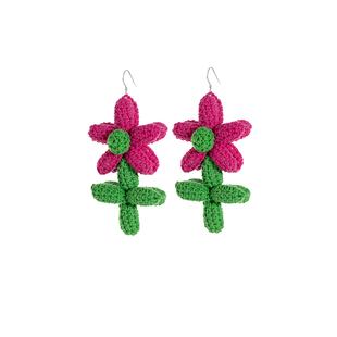 小黄香蕉手钩小众独特耳夹女无耳洞立体形粉花朵耳饰绿色耳环可爱