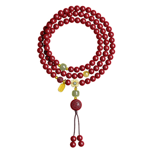 贺福缘天然一级朱砂手串男女款转运珠本命佛大势至菩萨108颗手链