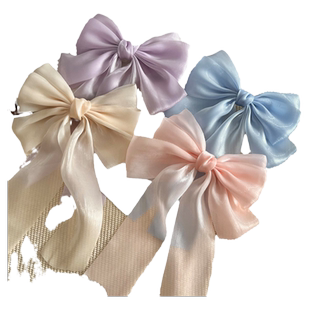 超仙人鱼糖果色蝴蝶结飘带弹簧夹后脑勺半扎发顶夹发卡夹子头饰女