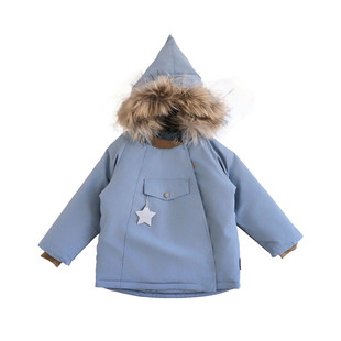 24秋冬儿童加绒精灵帽mat棉服ins宝宝防水防风保暖滑雪羽绒服外套