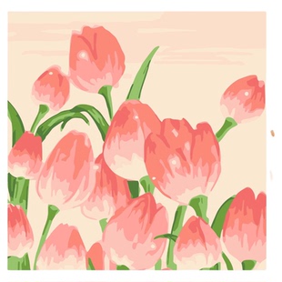 儿童diy数字油画小尺寸卡通动物花卉风景涂色画简单手工装饰画
