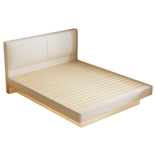 全实木薄床头齐边悬浮气压高箱储物床满铺床板可避踢脚线定制尺寸