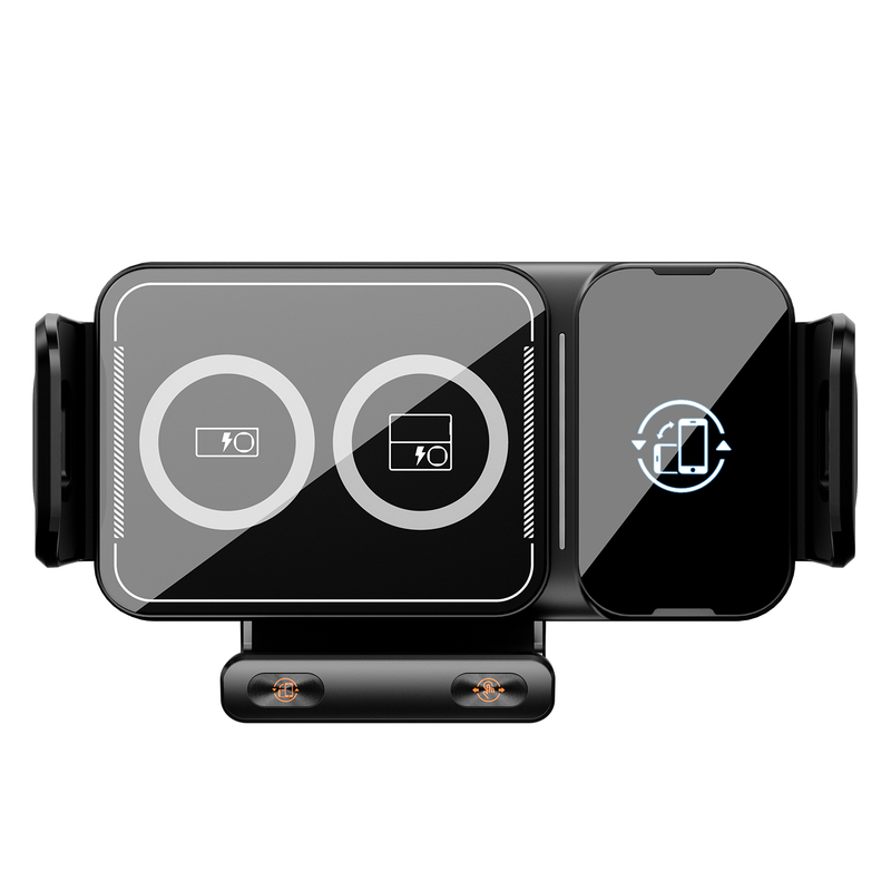 折叠屏通用智能旋转电动夹紧车载手机支架无线快充汽车出风口导航