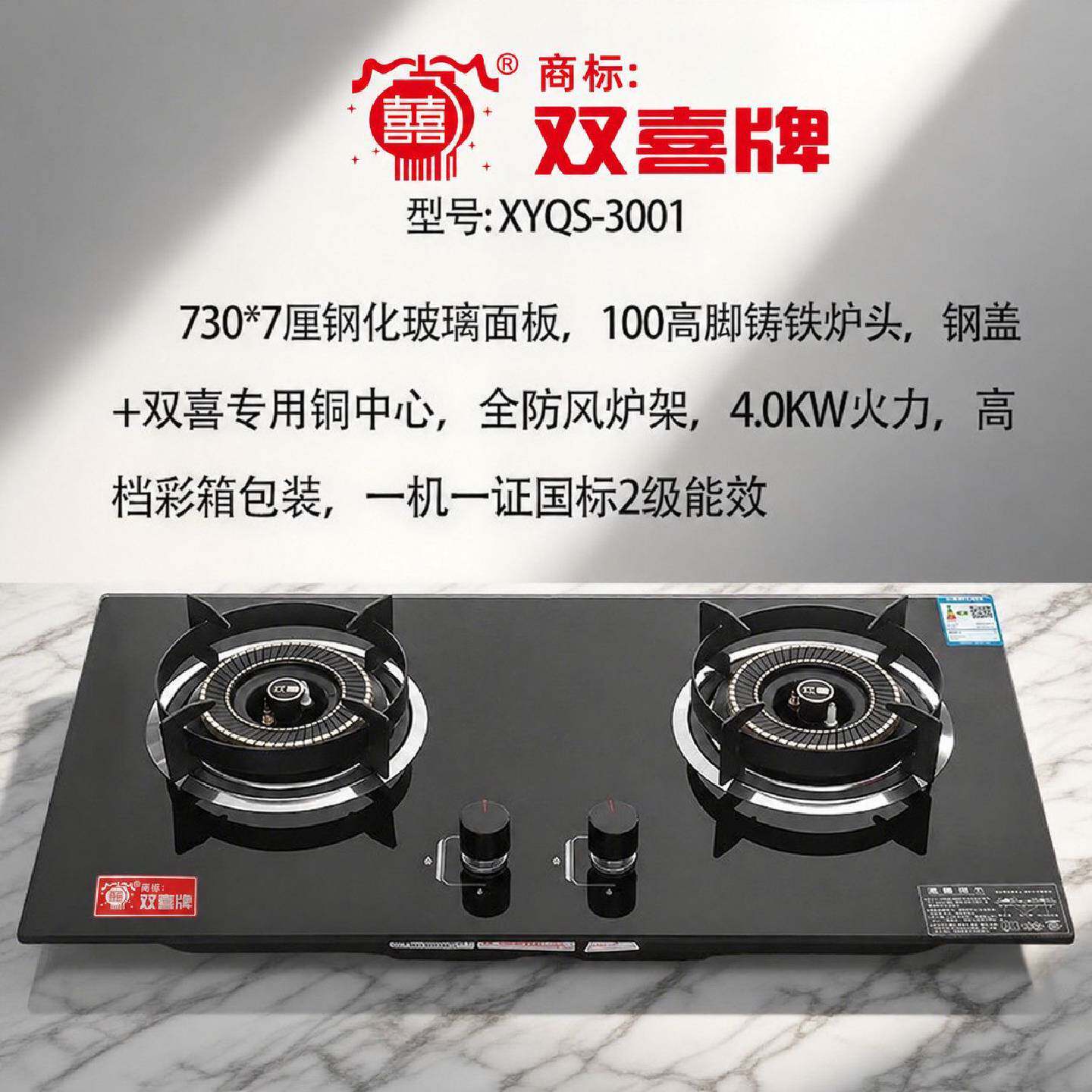 双喜燃气灶煤气灶双灶液化气台式双灶头二合一家用嵌入式节能双炉