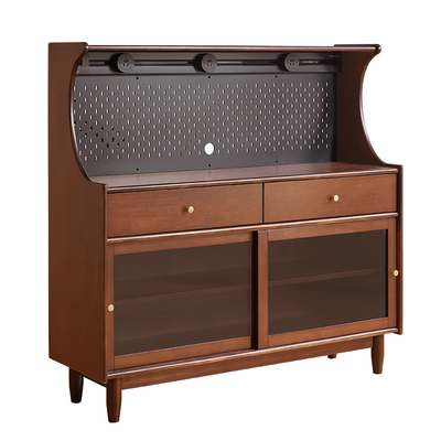 客厅实木餐边柜靠墙一体置物柜小户型咖啡机边柜中古储物茶水柜子