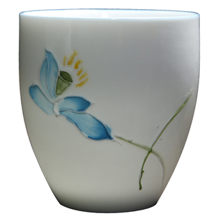 羊脂玉瓷茶杯釉下彩浮雕陶瓷小酒杯二两个人杯白酒杯复古水墨风