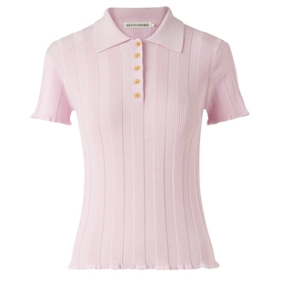 【长绒棉羊毛混纺】IIIVIVINIKO夏季新款POLO领短袖针织衫女