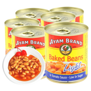 越南进口雄鸡标番茄汁焗豆罐头健怡低糖低脂肪焗豆子230g*6罐
