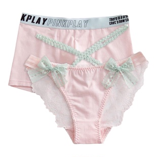 新款低腰蝴蝶结男平角中山内裤女士三角内裤情侣可爱甜美印花热卖