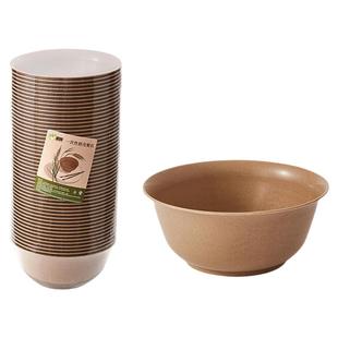 一次性稻壳碗家用饭碗加厚耐高温碗筷套装三件套野餐加硬户外餐具