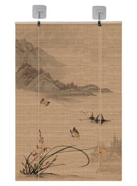 中式竹帘卷帘窗帘遮光帘