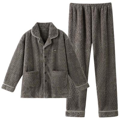 睡衣男士秋冬法兰绒长袖家居服