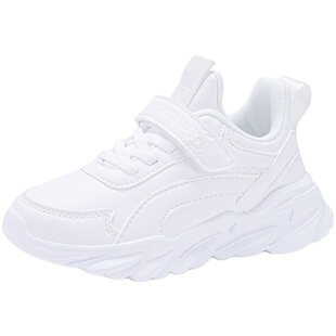 巴布豆白色童鞋儿童小白鞋学生运动鞋子韩版男女童百搭防滑跑步鞋