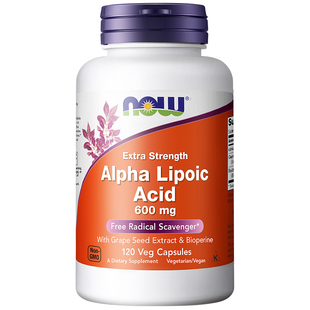 NOW Foods美国进口α硫辛酸加强型600mg心血管问题120粒胶囊诺奥