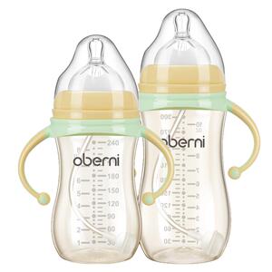 新生婴儿大宝宝奶瓶ppsu防胀气宽口径带手柄吸管耐摔300ml2-3岁