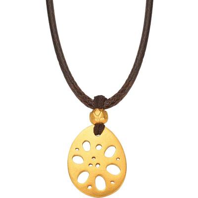 明牌珠宝古法黄金吊坠 嘉荷系列佳藕足金莲花珠编绳项坠AFC0632