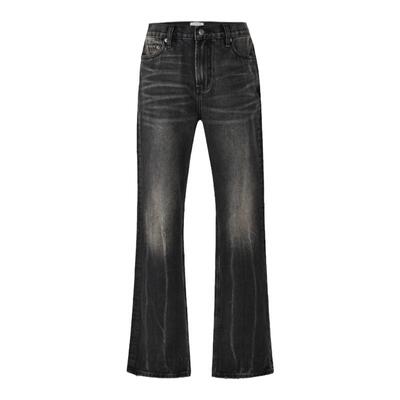 VLABMADE猫须水洗黑磨破牛仔裤