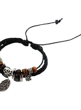 欧美休闲复古牛皮手工编织手链