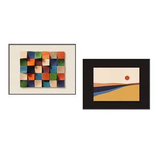 多巴胺彩色几何电表箱装饰画艺术高级感网络盒电闸箱装饰遮挡挂画