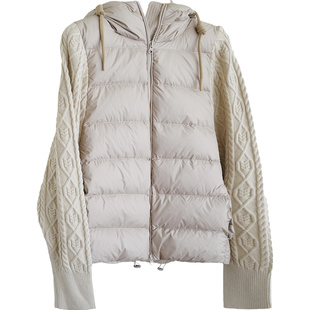 线下销冠～西云推荐拼毛织袖90白鸭绒超轻柔羽绒服