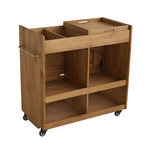 onlythis原木风可移动边几多功能实木推车茶几矮桌工作台收纳柜