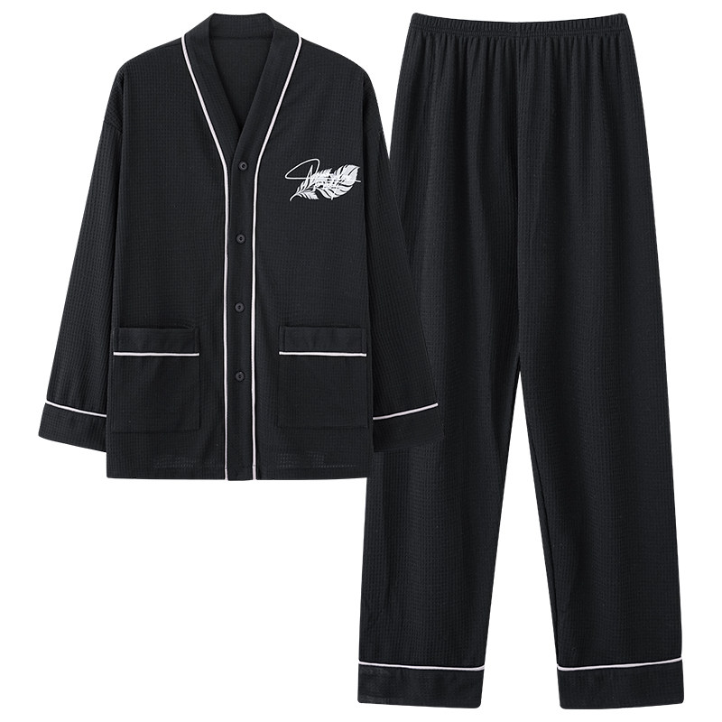 睡衣套装男士春秋长袖冬和服开衫