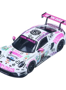 SR 1:64 保时捷911 GT3 R 白粉85# 铁娘子 TBC赛车 合金汽车模型