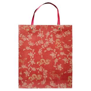 中式加厚手提袋复古牡丹花龙纹牛卡纸袋高档茶叶礼物袋烟酒礼品袋