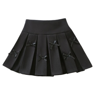 女童半身裙百褶裙秋冬2025新款儿童洋气百搭短裙蝴蝶结学院jk裙子
