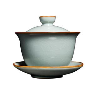 容山堂汝窑汝瓷三才盖碗功夫茶具陶瓷家用可养开片盖碗个人专用