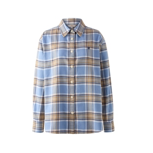 【100%棉】Eland衣恋衬衫女休闲宽松翻领撞色上衣2025冬季新款