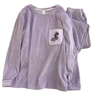 女童睡衣秋冬薄款珊瑚绒女孩家居服可爱母女装保暖海岛绒亲子套装