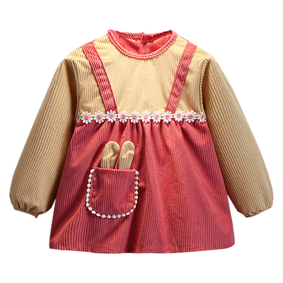 女宝宝防水防脏灯芯绒罩衣