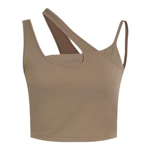 芮柯纳未lrecnava 带胸垫不对称肩带运动健身背心瑜伽上衣无袖