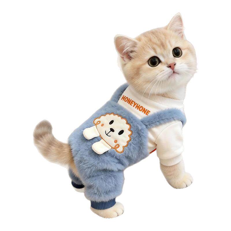 猫咪衣服冬季可爱小羊背带裤加绒