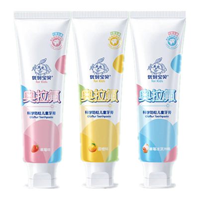 奥拉氟儿童牙膏0到3-6一12岁含氟非可吞咽婴幼儿宝宝防蛀牙刷