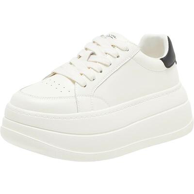 百思图2025春商场新款厚底松糕鞋小白鞋小个子女休闲鞋V2403AM5