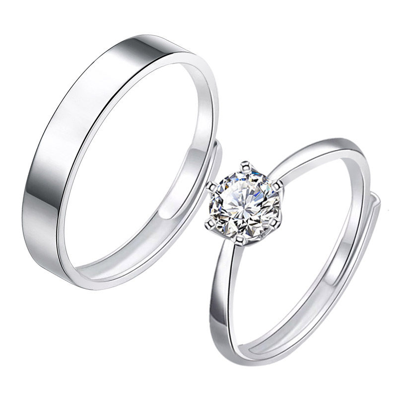 结婚戒指仿真一对婚礼现场用活口道具简约婚戒对戒情侣求婚假钻戒