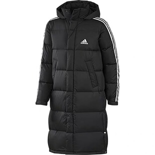 Adidas阿迪达斯3STR黑白男女情侣经典中长款羽绒服IT8714/JG3840
